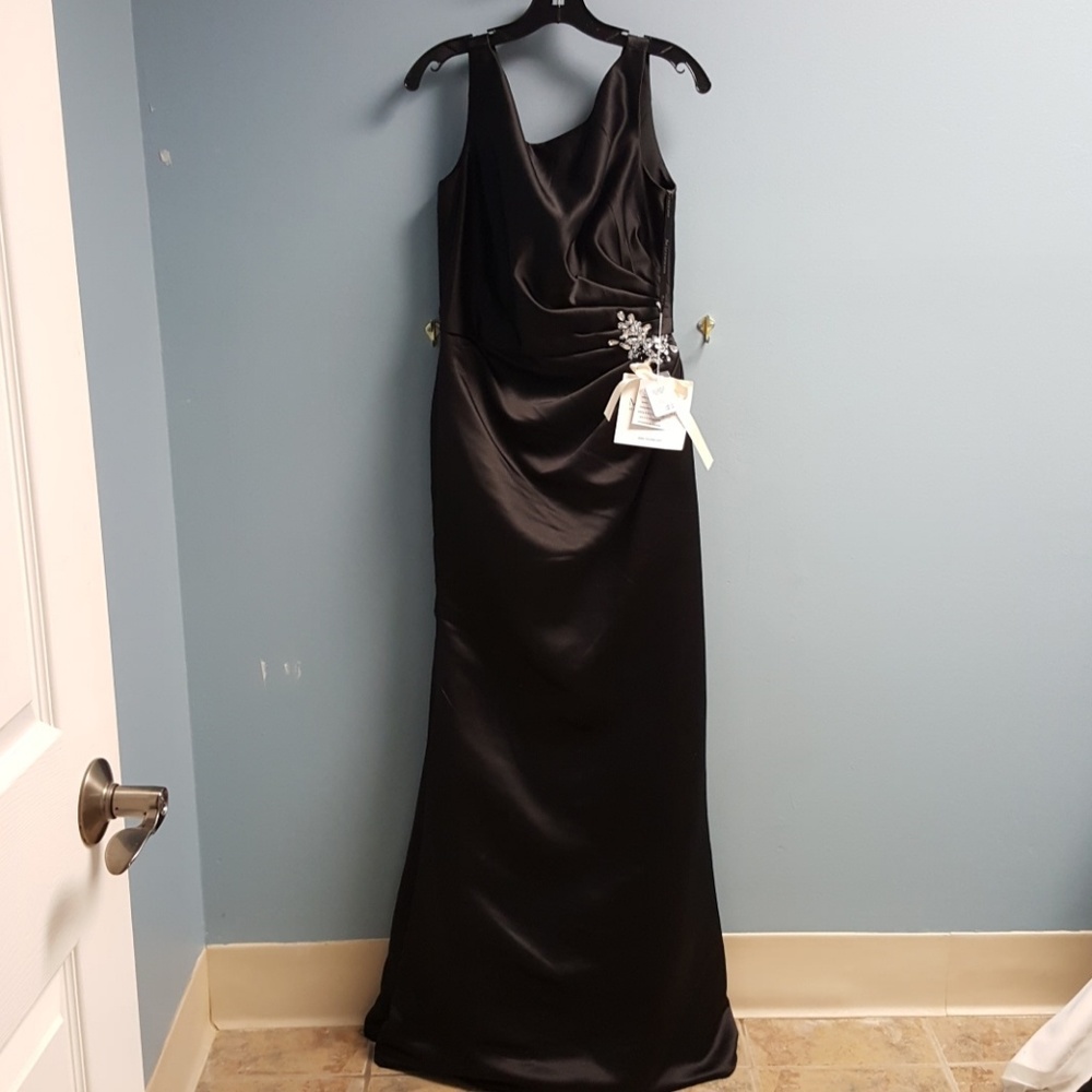 Black satin formal bridesmaid